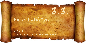 Bencz Balázs névjegykártya