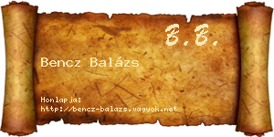 Bencz Balázs névjegykártya